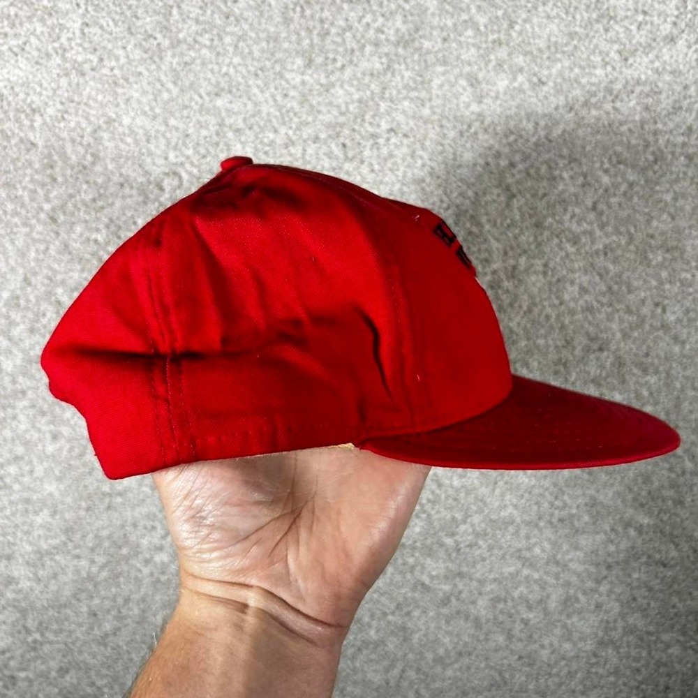 Vintage 90s Chicago Bulls AJD red distressed SnapBack hat cap Wear shown - Picture 2 of 5